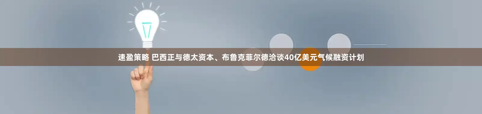 速盈策略 巴西正与德太资本、布鲁克菲尔德洽谈40亿美元气候融资计划